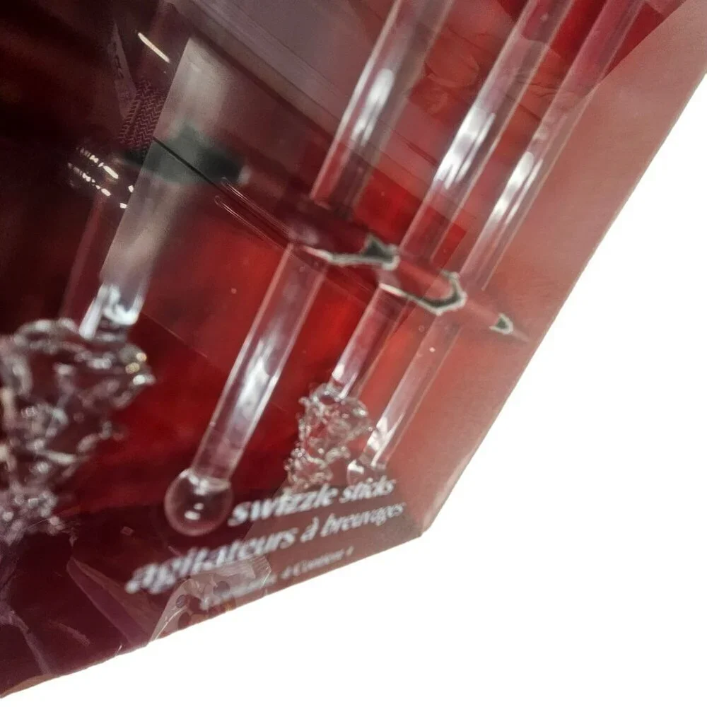 Pier One‎ Glass Swizzle Sticks With Decorative Christmas Tree Tops Set Of 4 Xmas